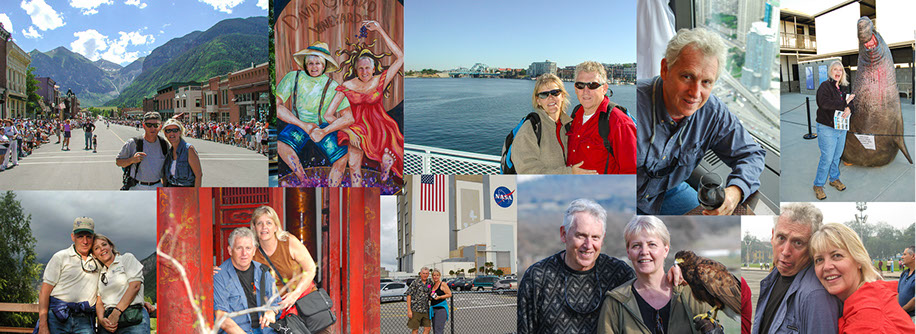 Ken Mckowen and Dahlynn McKowen photo montage--taken in Telluride, Michigan, Seattle, Hanoe, Kennedy Space Cetner, CN tower in Toronto.