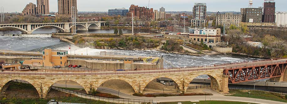 St. Anthony Falls on the&nbsp; Mississippi River Minneapolis, Minnesota