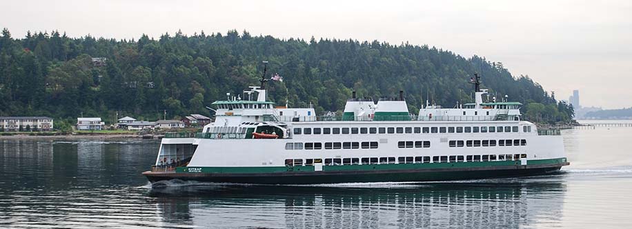 Washington State ferry heading through Puget Sound, Washington