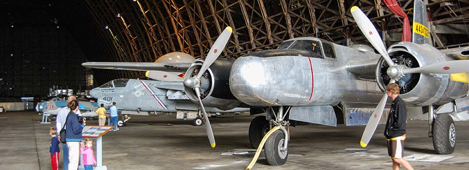 Tillamook Air Museum exhibit of a P2V-7 Neptune in hangar at Tillamook, Oregon