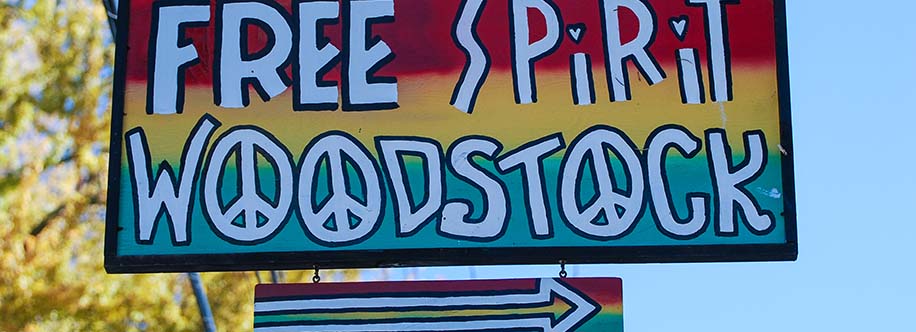 Free spirit hippie sign in Woodstock New York